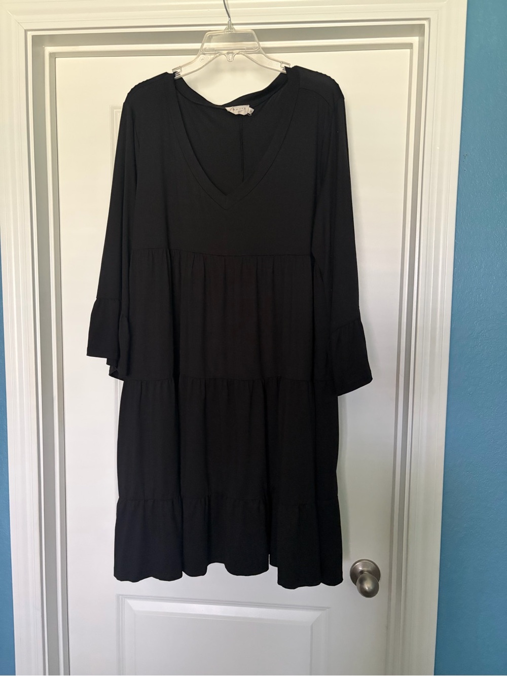 Women’s Black V-Neck Tiered Dress